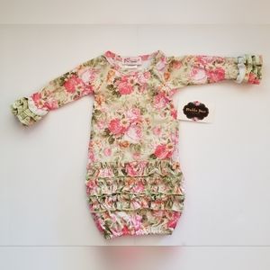 Newborn floral ruffle gown.
